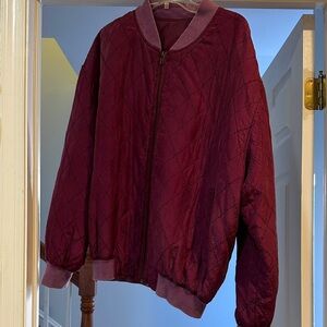 Silk Quilted Burgundy Bomber Jacket